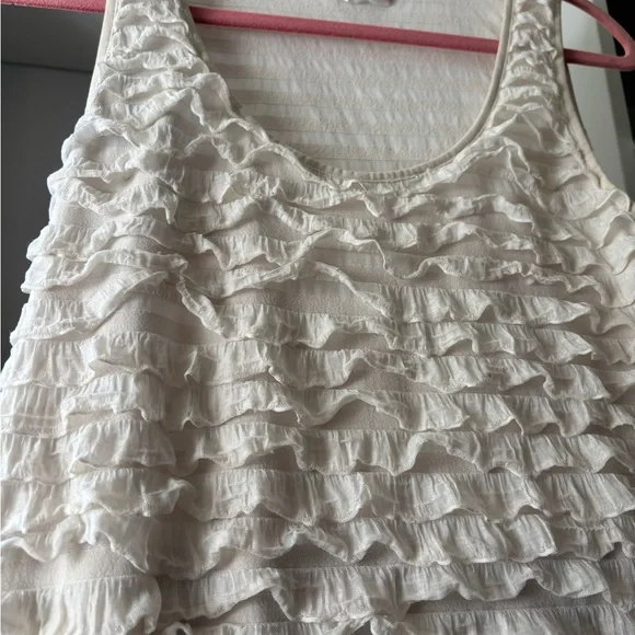 Women's Cream Ruffled Sleeveless dress - Picture 3 of 4